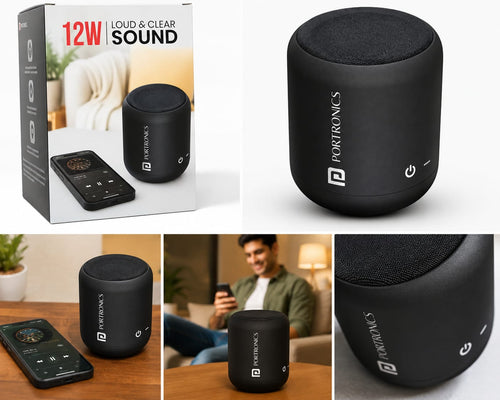 Portronics SoundDrum 1 Portable Bluetooth Speaker – 12W Loud & Clear Sound | Wireless Mini Speaker | Deep Bass | Black